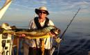 First Fish: 20lb mahi in at sunset